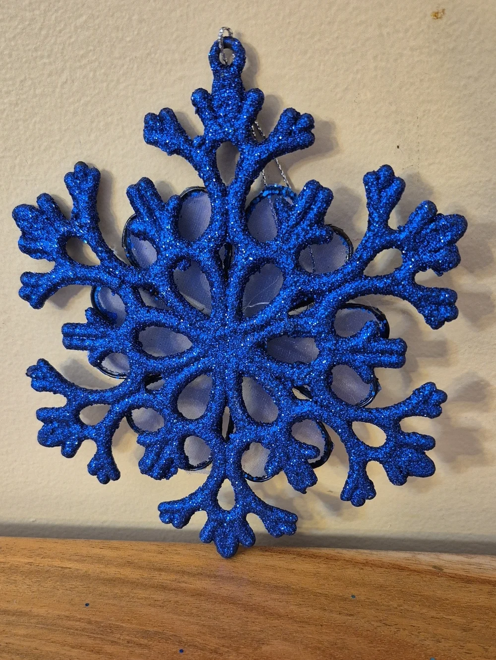 Teal Blue and Purple Glitter Holiday Ornament Set